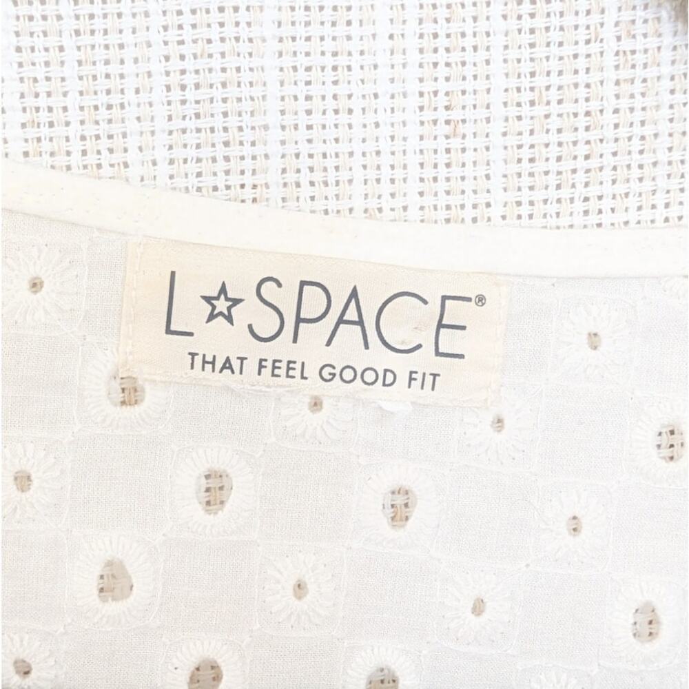 L*Space Anthropologie Amalfi White Eyelet Lace Blousson Sleeve Blouse Top Womens - Picture 4 of 6